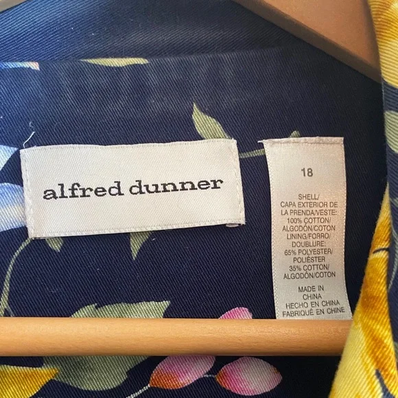 Alfred Dunner Navy Floral Button-Front Shirt with Yellow & Light Blue Blooms - Picture 2 of 12